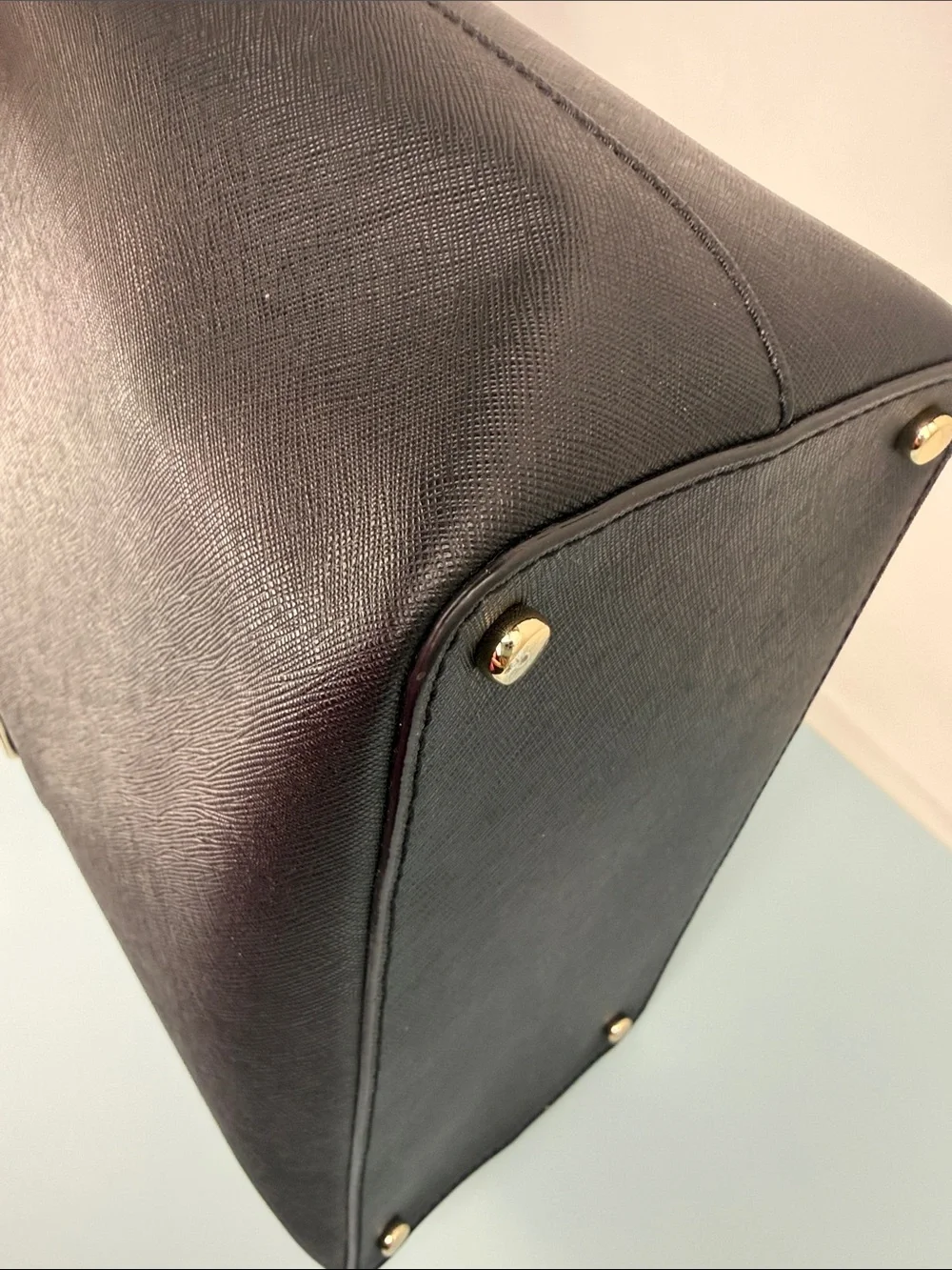 kate spade Cedar Street Black Saffiano Leather Tote with Gold Logo